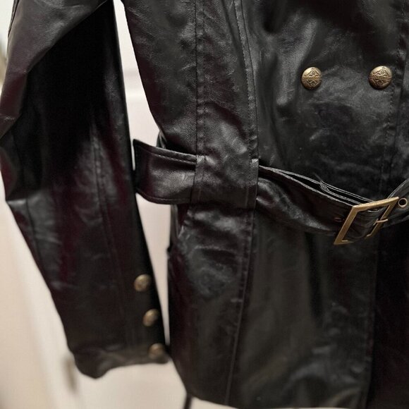 Paper Denim & Cloth Black Belted Trench Jacket – Classic Double Breasted - Picture 8 of 12